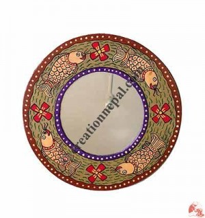 Mithila arts circle shape mirror