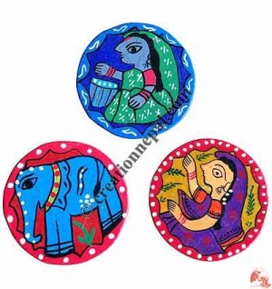 Mithila painted tea coaster