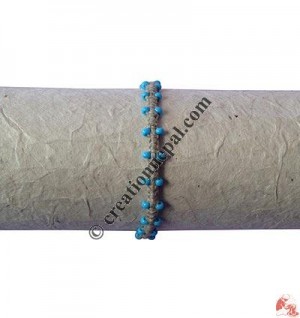Turq beads hemp hand band