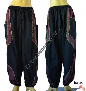 Hand emb patch harem trouser