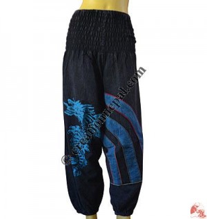 Bobbin waist print-patch trouser