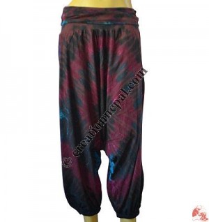 Lycra waist fine rib tie-dye trouser