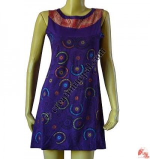 Emb over prints sleeveless dress