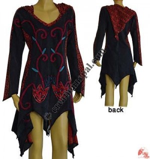 Hand-emb Ice-hood cotton top dress