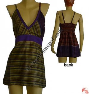 Three color stripes cotton halter top