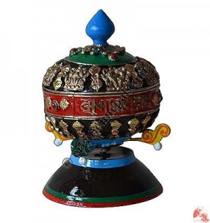 Painted 8-auspicious stand prayer wheel