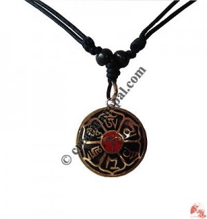 Om mani mantra brass pendant1