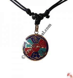 Om mani mantra colorful brass pendant