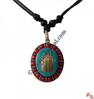 Kalachakra Oval brass pendant