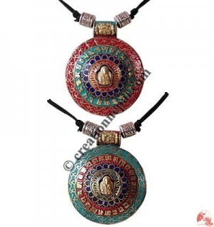 Colorful big brass pendant