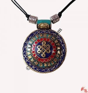 Endless knot big brass pendant