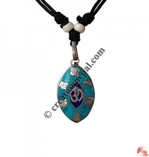 OM oval white metal pendant1