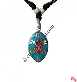 OM oval white metal pendant2