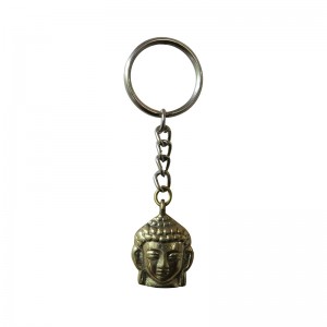 Buddha head brass key-ring
