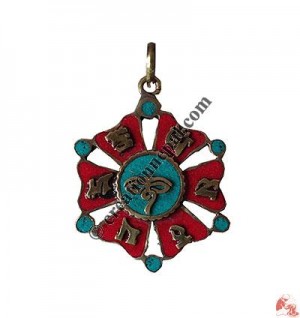 Om mani mantra brass pendant3