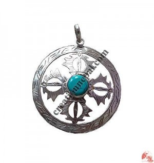 Auspicious Dorje white metal pendant1