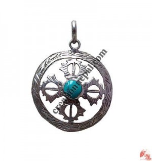 Auspicious Dorje white metal pendant2