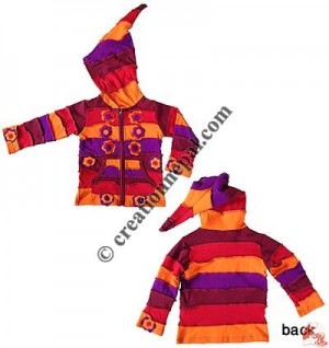 Rib patch-flower kids jacket