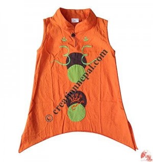 Fine cotton Om emb kids dress