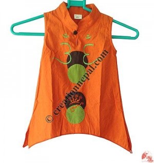 Fine cotton Om emb kids dress