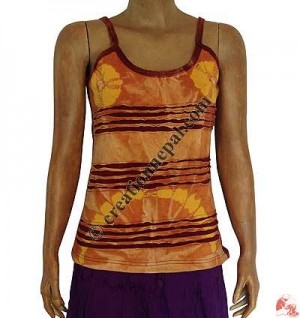 Rib razor-cut tie-dye tank top