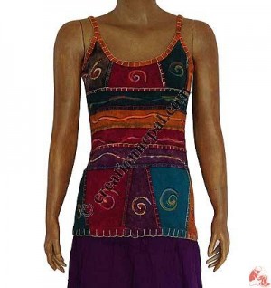 Rib patch-crochet design tank top