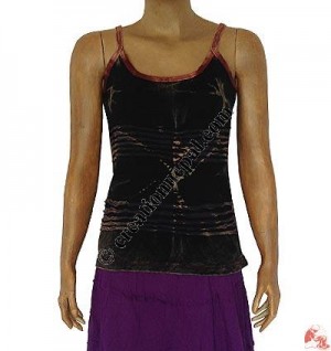Rib tie-dye razor cut stripes tank top