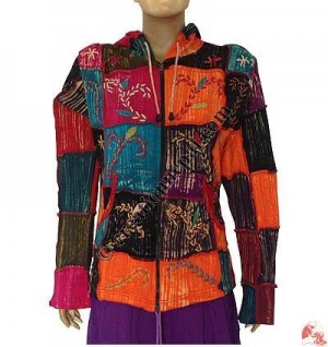 Rib patch-work hand emb jacket