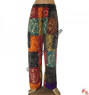 Fine cotton patch-work trouser