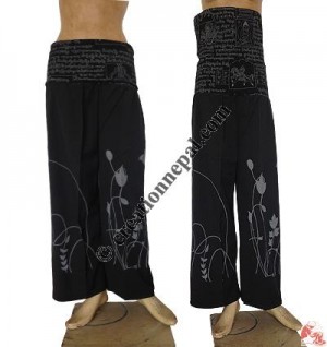 Printed cotton Lycra waist trouser