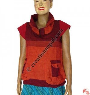 Wide stripes cotton sari top