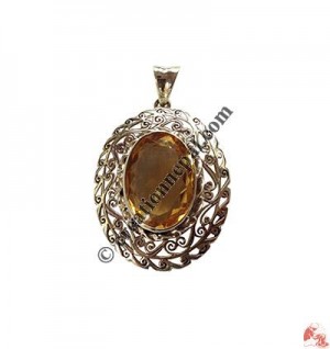 Golden Topaz silver-net pendent