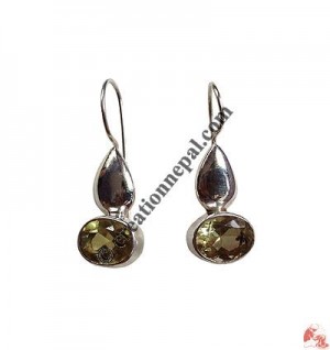 Lemon Topaz silver ear ring