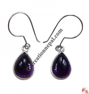 Amethyst TD silver ear rings