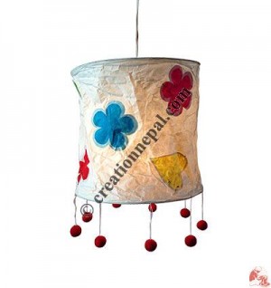 Balls frills Lokta paper lampshade