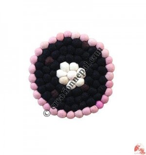 Wool felt balls plate coaster2