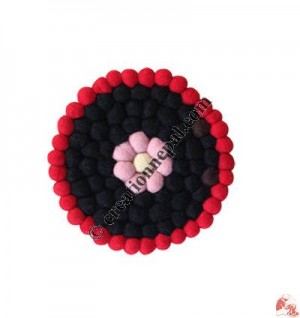 Wool felt balls plate coaster3