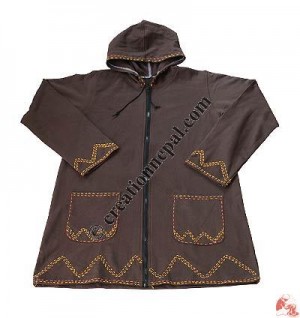 Cotton-fleece long jacket