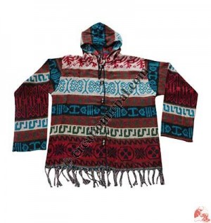 Acrylic-cotton hooded jacket