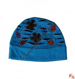 Cotton-fleece hand emb. cap