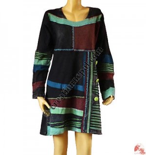 Rib 3-buttons dress