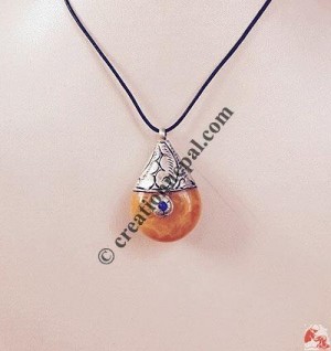 Silver capped Amber pendent