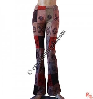Rib block prints patch-work trouser