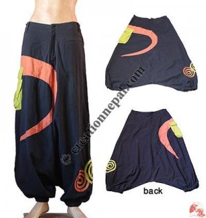 Patch swirl design loose trouser
