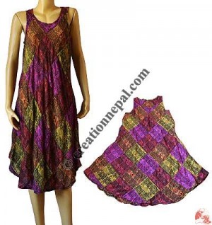 Om prints patch-work dress
