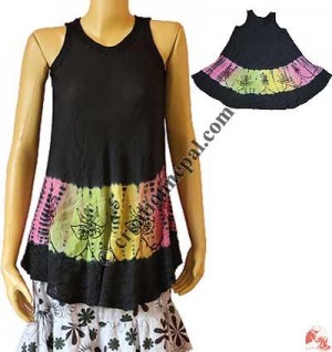 Tie dye-embroidery rayon top