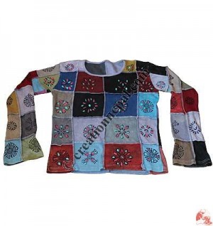 Rib patch work brush painted top