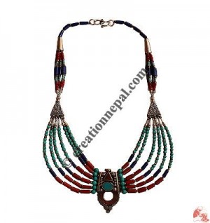 3-color beads Tibetan necklace