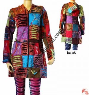 Decorated patch work long jacket 1