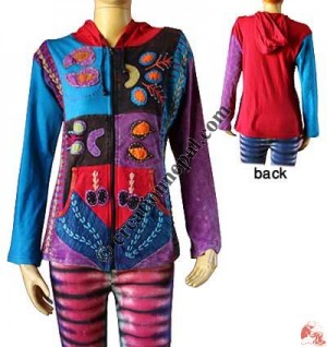 Multi-shapes patch hand emb rib jacket